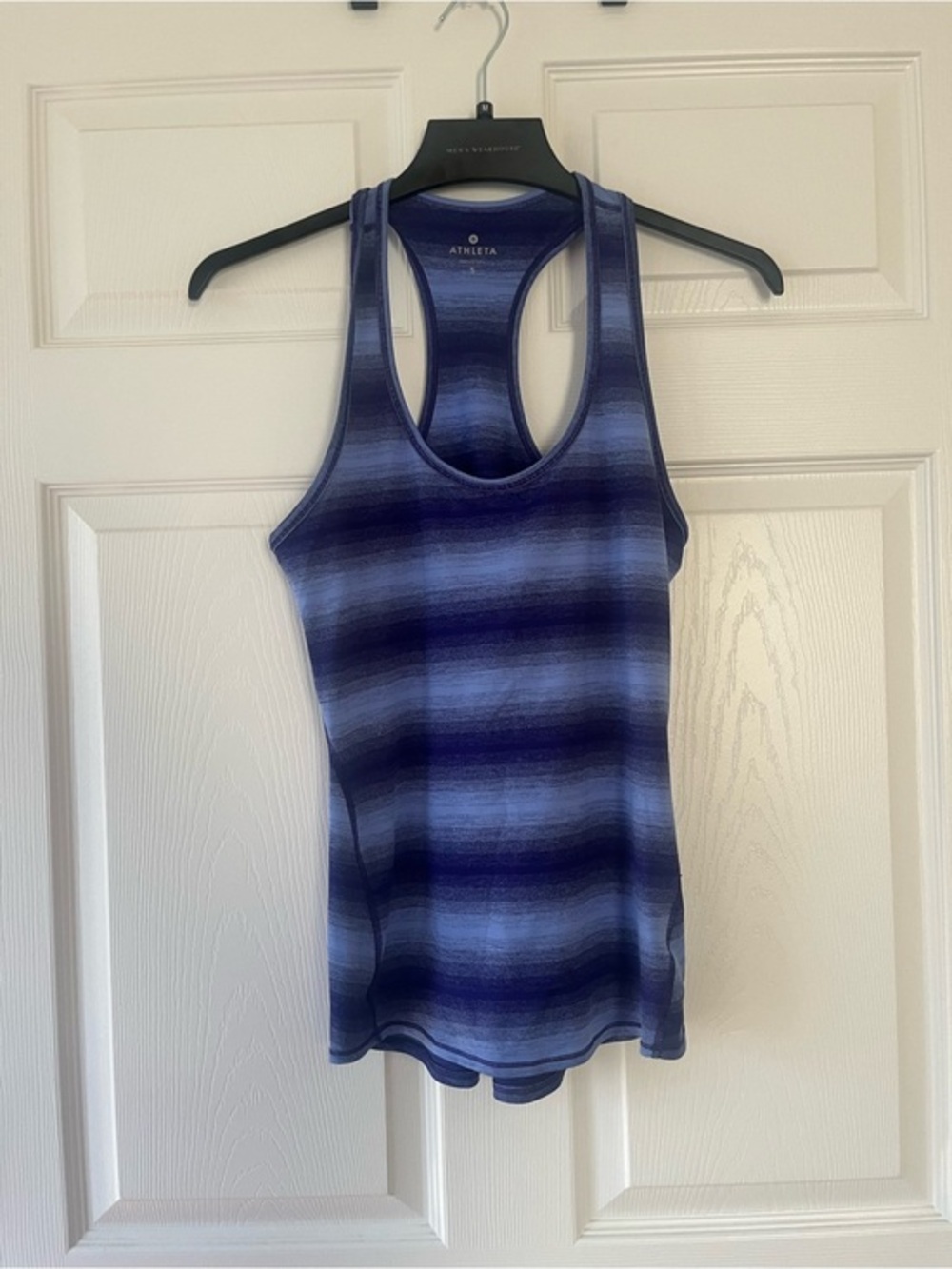 Athleta Navy and Light Blue Striped Racerback Tank